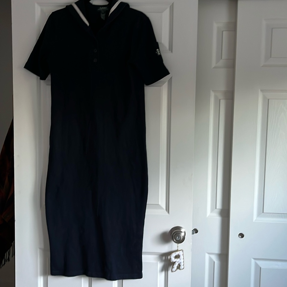 Ralph Lauren Navy Blue Elbow Sleeve With Sleeve Pocket Maxi Knit Sailor SizeP/L
